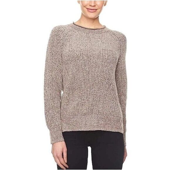 Ellen Tracy Sweater Size Large Roll Neck Long Sleeve Pullover Oatmeal Marl Cozy - Picture 1 of 10